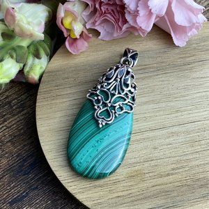 Sterling Silver Malachite DP Designs Large Pendant